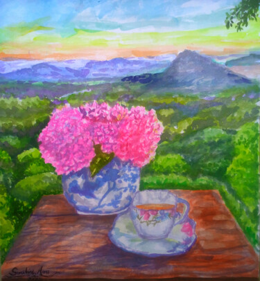 Painting titled "Still life and land…" by Watercolor Whisper, Original Artwork, Watercolor