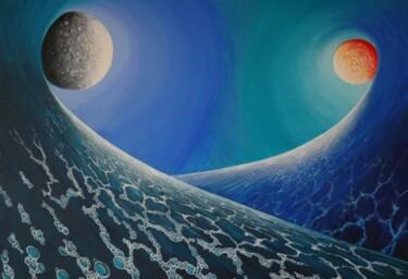 Peinture intitulée "moons and emocean" par Wayne French, Œuvre d'art originale, Huile