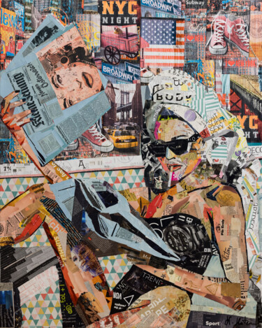 Collages titled "City Vibes" by Werner Huterer (Schnipsy), Original Artwork, Collages Mounted on Wood Stretcher frame