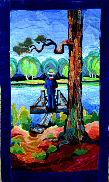 Textile Art titled "Lillsjön" by Eva Carty, Original Artwork, Patchwork
