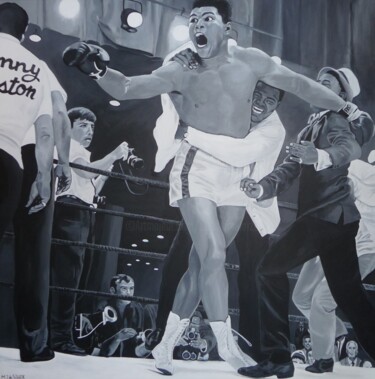 Painting titled "ALI-VS-SONNY-LISTON" by Wiktoria Hel, Original Artwork, Acrylic