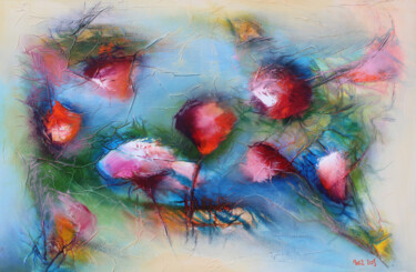 Pintura intitulada "Sea of Flowers 20-03" por Wil Lof, Obras de arte originais, Acrílico Montado em Armação em madeira