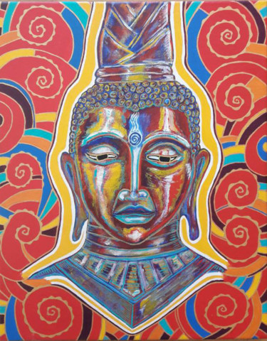 Pittura intitolato "buddha-40x50cm.jpg" da Dibidäbi, Opera d'arte originale, Acrilico