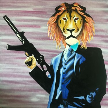 Pintura titulada "Lion Bond" por El-Joa, Obra de arte original, Pintura al aerosol