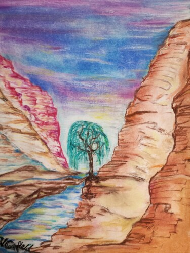 Painting titled "Luminous Tree Canyon" by Wiley Coonfield, Original Artwork, Pastel