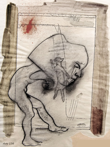 Rysunek zatytułowany „Crouching Figure: K…” autorstwa Wilf Tilley, Oryginalna praca, Olej