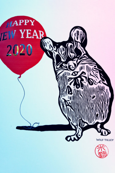 Gravures & estampes intitulée "The Year Of The Rat…" par Wilf Tilley, Œuvre d'art originale, Monotype