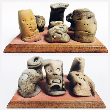 Sculpture titled "Six Bankers In Sear…" by Wilf Tilley, Original Artwork, Clay