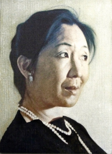 Malerei mit dem Titel "A Profile Portrait…" von Wilf Tilley, Original-Kunstwerk, Öl Auf Holzplatte montiert