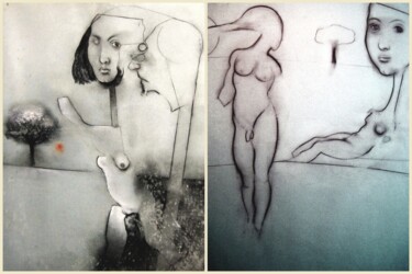 Drawing titled "The Transformations…" by Wilf Tilley, Original Artwork, Conté