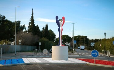 Escultura intitulada "UNITY PEACE SYMBOL" por Wilfrid Grenier, Obras de arte originais, Resina