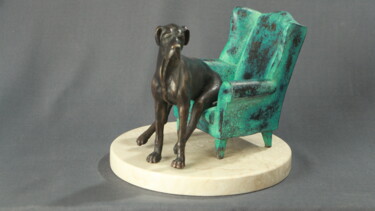 Sculpture intitulée "Rex in his Chair" par Willem Botha, Œuvre d'art originale, Bronze