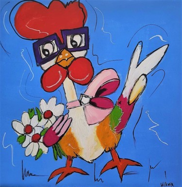 Painting titled "I feel like chicken…" by Willemijn Mensens, Original Artwork, Acrylic