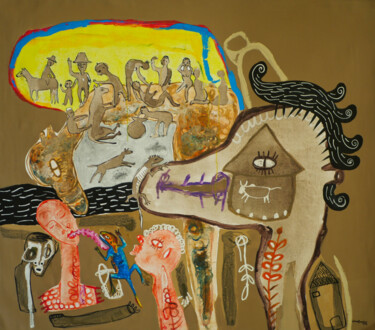 제목이 "Eau mystérieuse"인 미술작품 William Bakaimo로, 원작, 아크릴 나무 들것 프레임에 장착됨