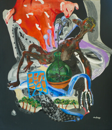 Peinture intitulée "Le paresseux" par William Bakaimo, Œuvre d'art originale, Acrylique Monté sur Châssis en bois