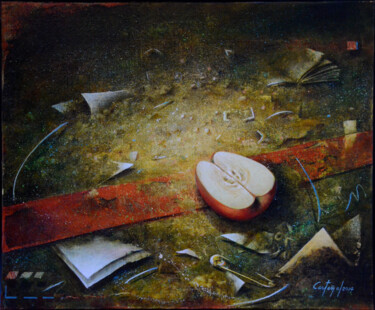 Painting titled "Illusion perdue" by William Castaño, Original Artwork, Oil Mounted on Wood Stretcher frame