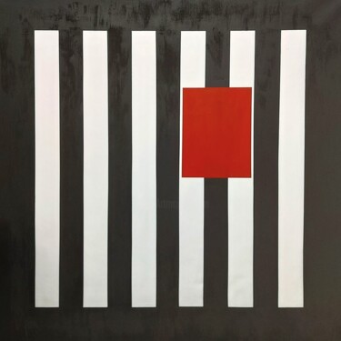 Malarstwo zatytułowany „Black Stripes Red B…” autorstwa William Eiffert, Oryginalna praca, Akryl