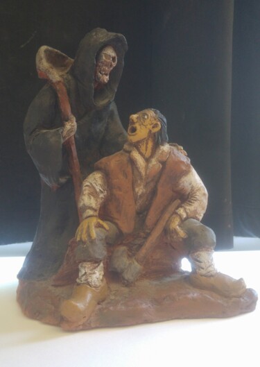 Sculptuur getiteld "la Mort et le Buche…" door William Mathey, Origineel Kunstwerk, Keramiek