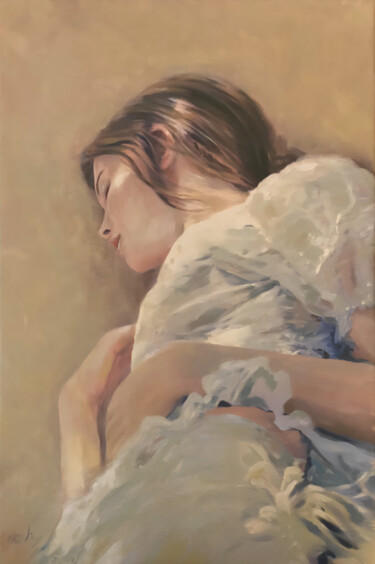 Pintura intitulada "Whisper Me To Sleep" por William Oxer F.R.S.A., Obras de arte originais, Óleo