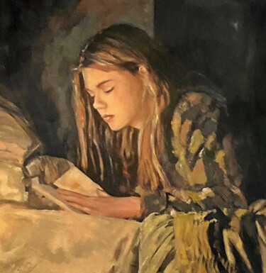 Schilderij getiteld "The Good Book" door William Oxer F.R.S.A., Origineel Kunstwerk, Olie