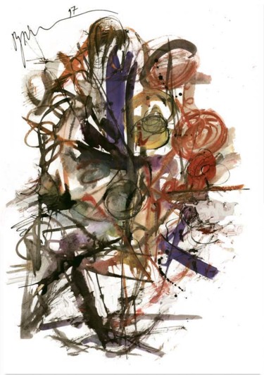 Рисунок под названием "Bouquet à la guerre…" - Dima Wilms, Подлинное произведение искусства, Гуашь