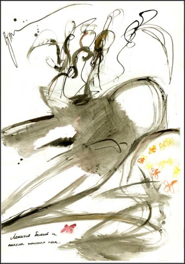 Disegno intitolato "Lying sick and fema…" da Dima Wilms, Opera d'arte originale, Gouache