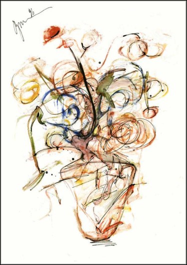Σχέδιο με τίτλο "Bouquet 863" από Dima Wilms, Αυθεντικά έργα τέχνης, Γκουάς