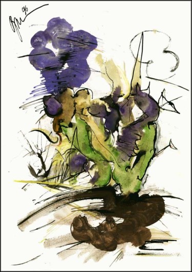 Рисунок под названием "Terre et plantes Зе…" - Dima Wilms, Подлинное произведение искусства, Гуашь