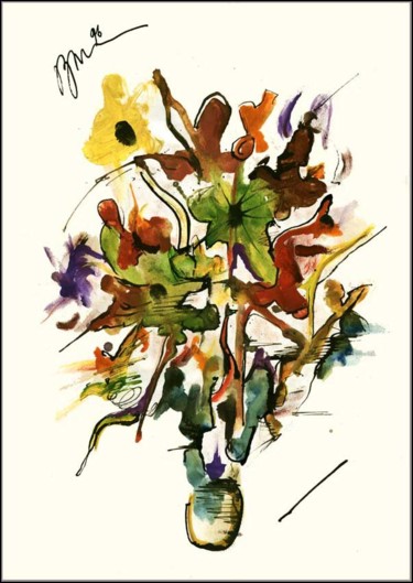 Рисунок под названием "Bouquet. Tropiques…" - Dima Wilms, Подлинное произведение искусства, Гуашь