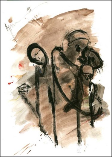 Disegno intitolato "Malades Больные Sick" da Dima Wilms, Opera d'arte originale, Gouache