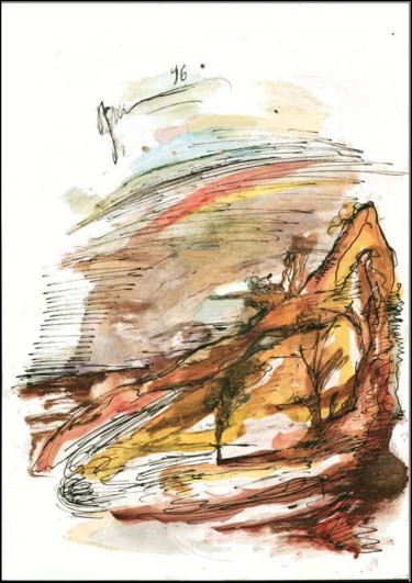 Disegno intitolato "Montagne Гора Mount…" da Dima Wilms, Opera d'arte originale, Gouache