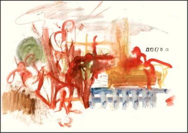 Drawing titled "creuser autour d'un…" by Dima Wilms, Original Artwork, Gouache