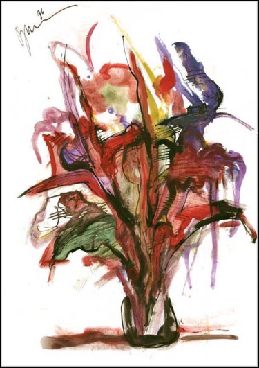 Dibujo titulada "Bouquet with sharp…" por Dima Wilms, Obra de arte original, Gouache