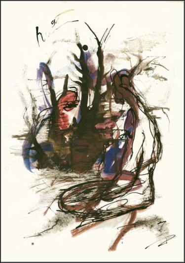 Dessin intitulée "Mère et enfant Moth…" par Dima Wilms, Œuvre d'art originale, Gouache