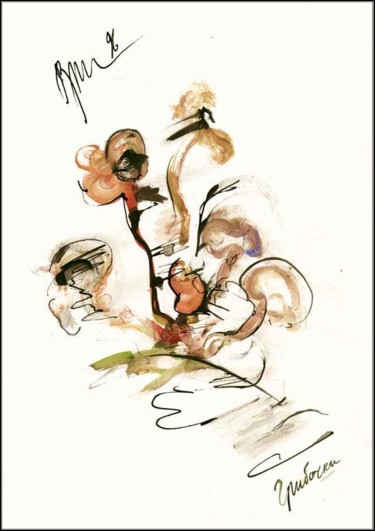 Drawing titled "petits champignons…" by Dima Wilms, Original Artwork, Gouache