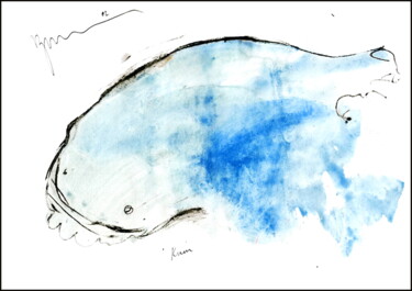 Disegno intitolato "Baleine Кит  whale" da Dima Wilms, Opera d'arte originale, Gouache