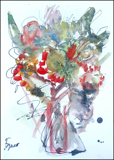 Drawing titled "Bouquet  Букет 45" by Dima Wilms, Original Artwork, Gouache