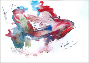 Disegno intitolato "рыба-самолет   pois…" da Dima Wilms, Opera d'arte originale, Acquarello