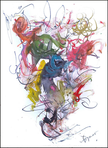 Drawing titled "abstract bouquet 74…" by Dima Wilms, Original Artwork, Gouache