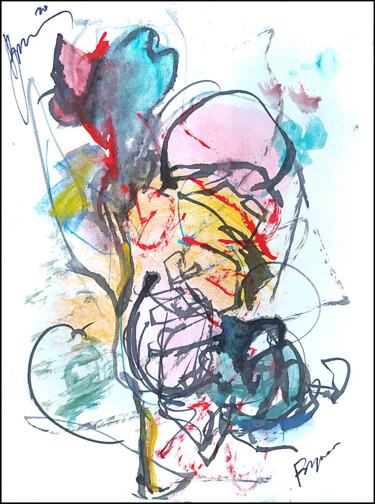 Drawing titled "abstract bouquet 45" by Dima Wilms, Original Artwork, Watercolor