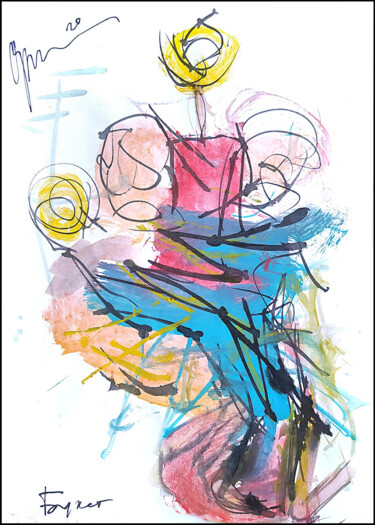 Рисунок под названием "abstract bouquet 21…" - Dima Wilms, Подлинное произведение искусства, Акварель
