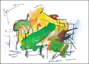 Dessin intitulée "желтый домик petite…" par Dima Wilms, Œuvre d'art originale, Gouache