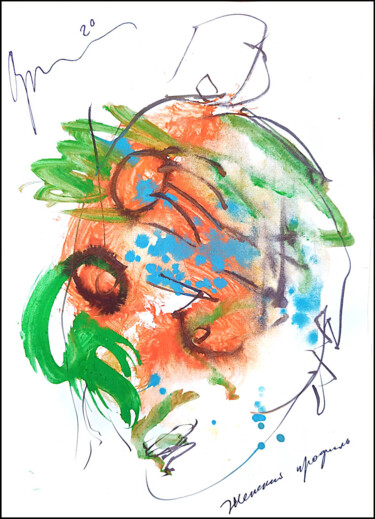 「женский профиль  pr…」というタイトルの描画 Dima Wilmsによって, オリジナルのアートワーク, グワッシュ水彩画