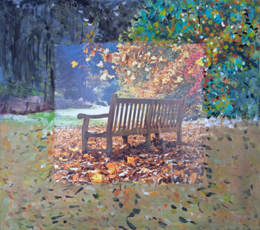 Painting titled "лавочка  bench  ban…" by Dima Wilms, Original Artwork, Acrylic