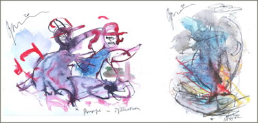 Arts numériques intitulée "пикник рыцаря с буд…" par Dima Wilms, Œuvre d'art originale, Aquarelle