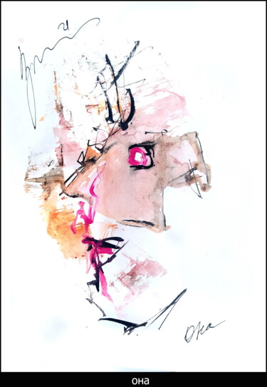 Drawing titled "она  she" by Dima Wilms, Original Artwork, Watercolor