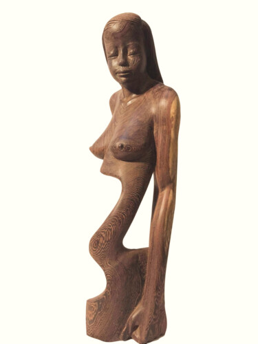 Sculptuur getiteld "Lovely abstract girl" door Wim Van Mossevelde, Origineel Kunstwerk, Hout