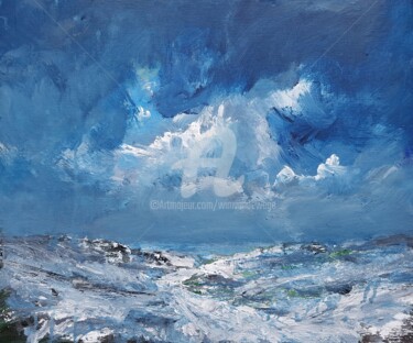 Schilderij getiteld "Snowy dunes in Dece…" door Wimvandewege, Origineel Kunstwerk, Acryl Gemonteerd op Karton