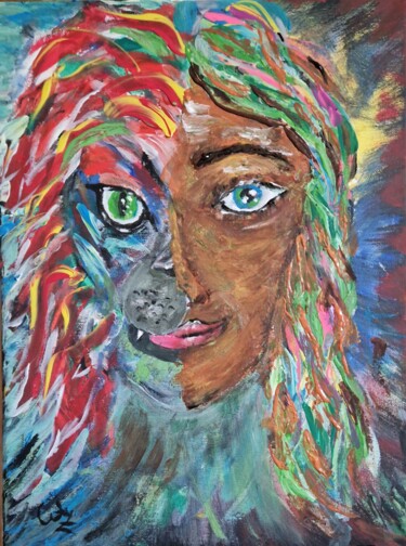 Pittura intitolato "Женщина..." da Wladimir Zizilin, Opera d'arte originale, Acrilico
