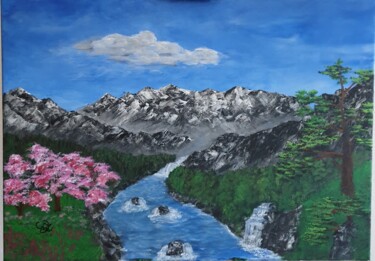 Peinture intitulée "Весной в горах." par Wladimir Zizilin, Œuvre d'art originale, Acrylique
